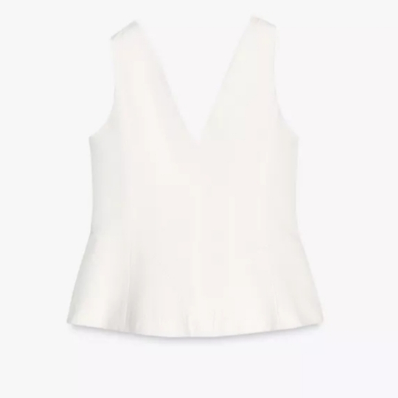 Zara Zw Collection Linen Blend Ecru Buttoned Volume Vest Sz-L - Picture 4 of 10